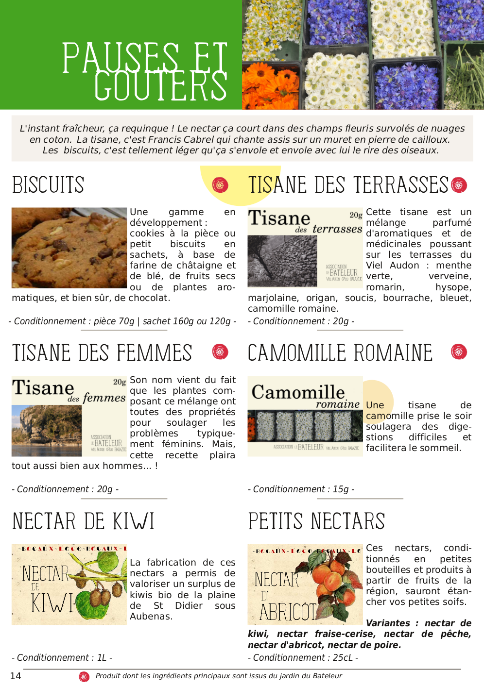 Catalogue du Bateleur - Page de présentation de produits