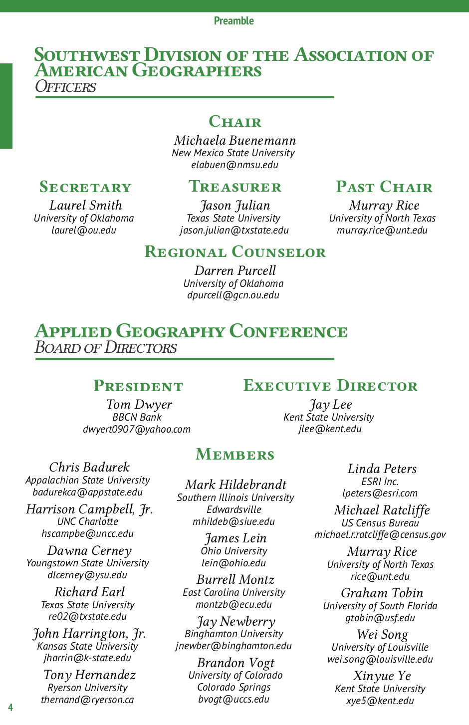 SWAAG/AGC 2015 conference program - Officer page