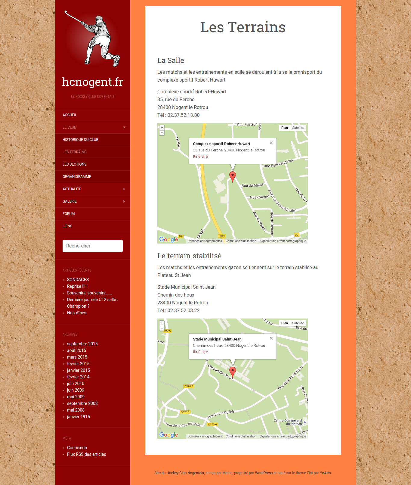 Website of the Nogent Le Rotrou field hockey club - Fixed page