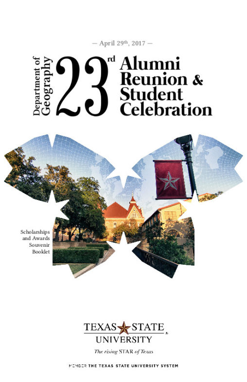 Programme des célébrations annuelles du département de géographie de Texas State University – Couverture