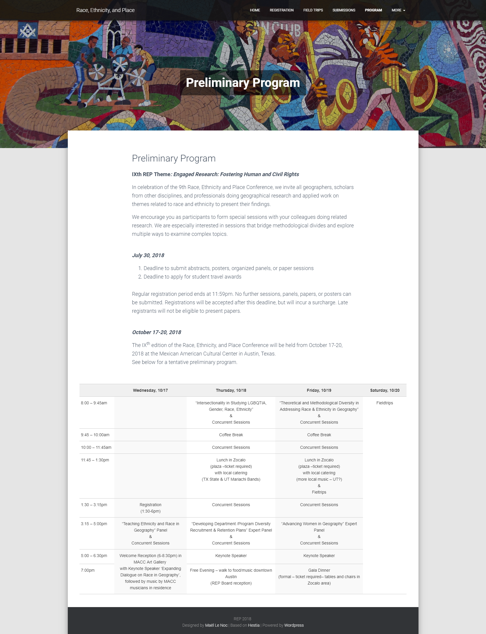 Site internet de la conference REP - Programme