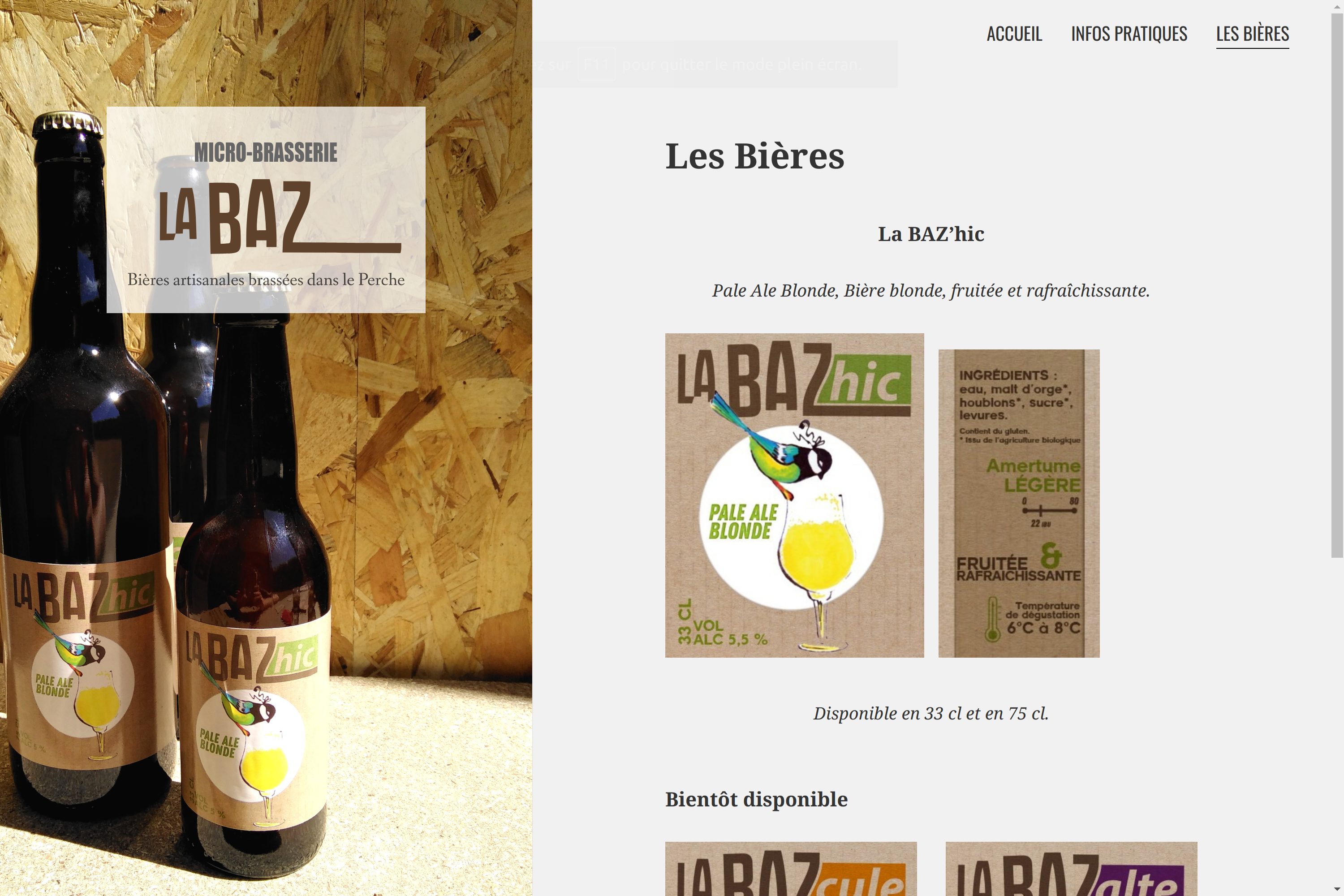 Website of the microbrewery "La Baz"