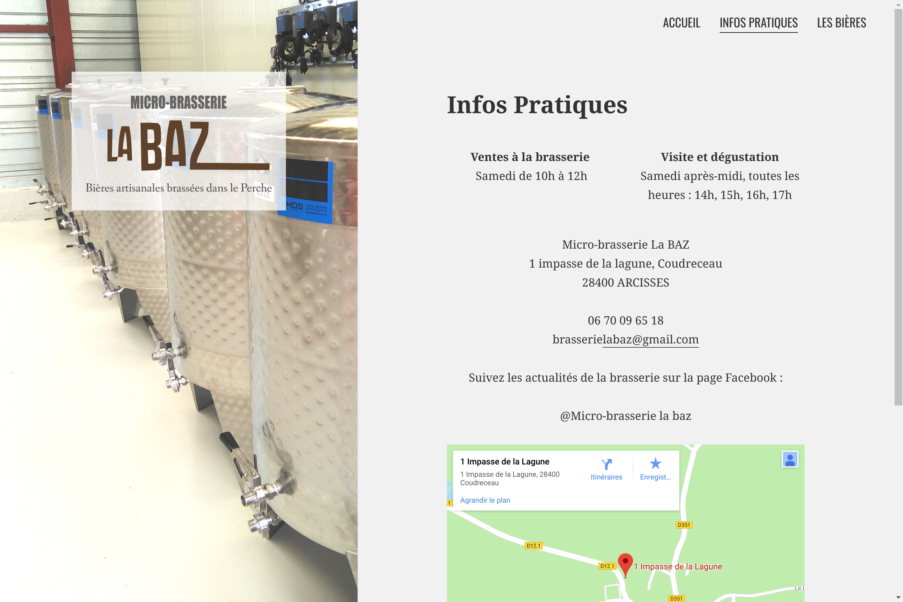 Website of the microbrewery "La Baz"